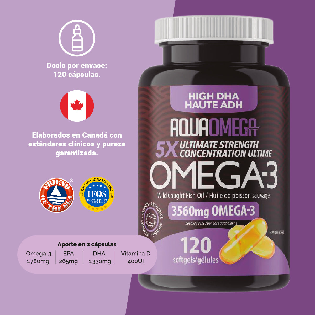 Omega 3 - Aqua Omega - 5X alto en DHA