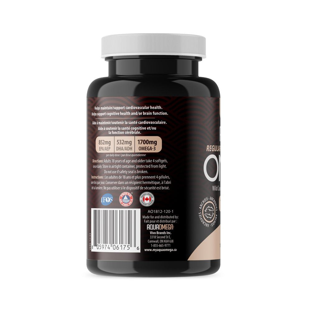 AquaOmega Regular Strength Omega-3 Premium 60 Cápsulas Blandas | EPA + DHA de Alta Pureza