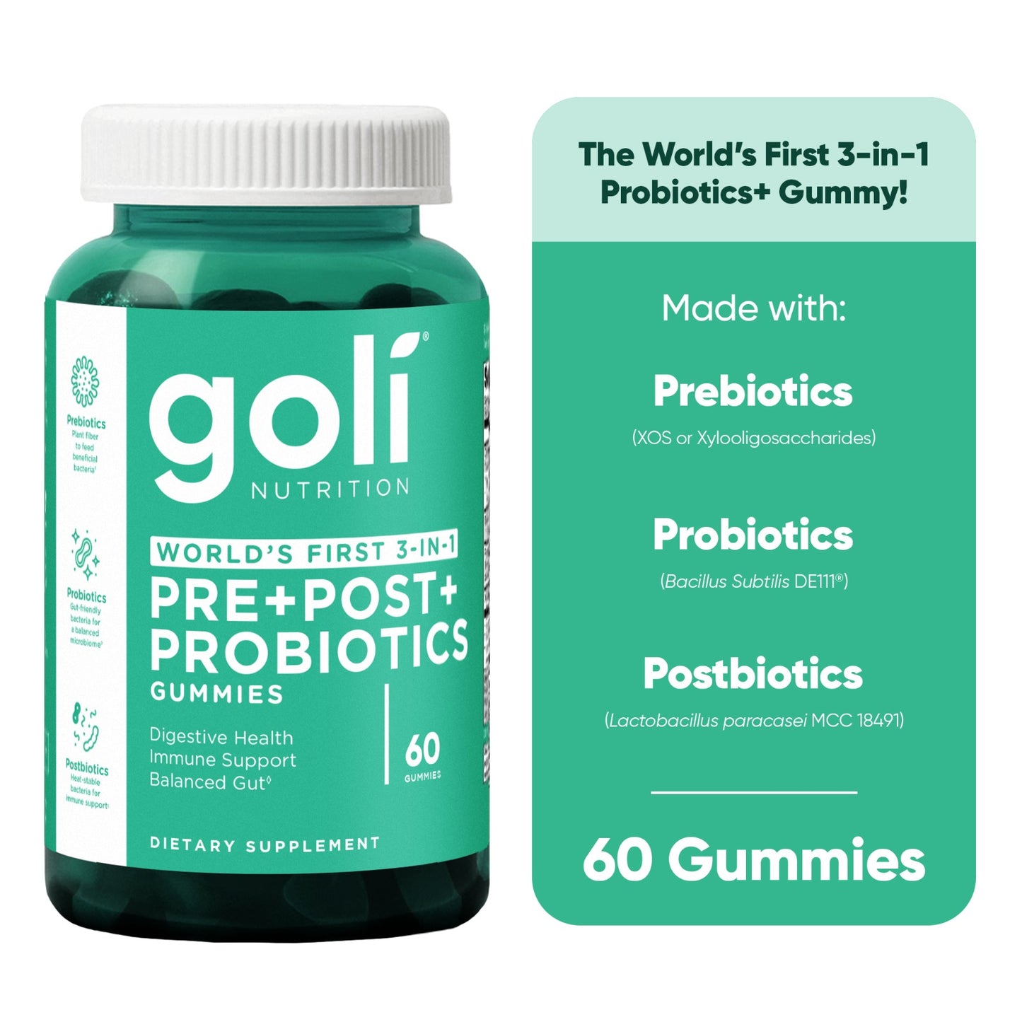 Gomitas Prebióticos + Postbióticos + Probióticos - GOLI