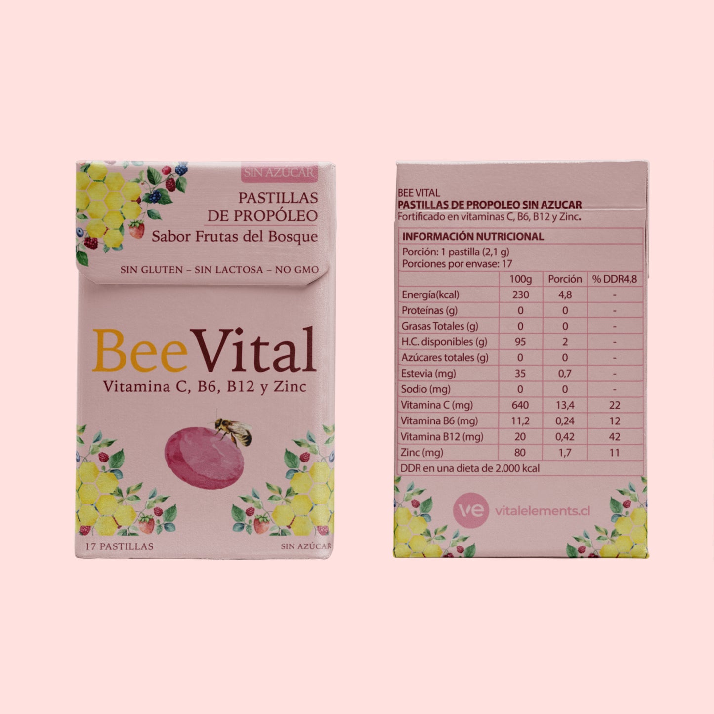 Bee Vital® Pastillas de Propóleo Frutas del Bosque | Vitamina C + Zinc
