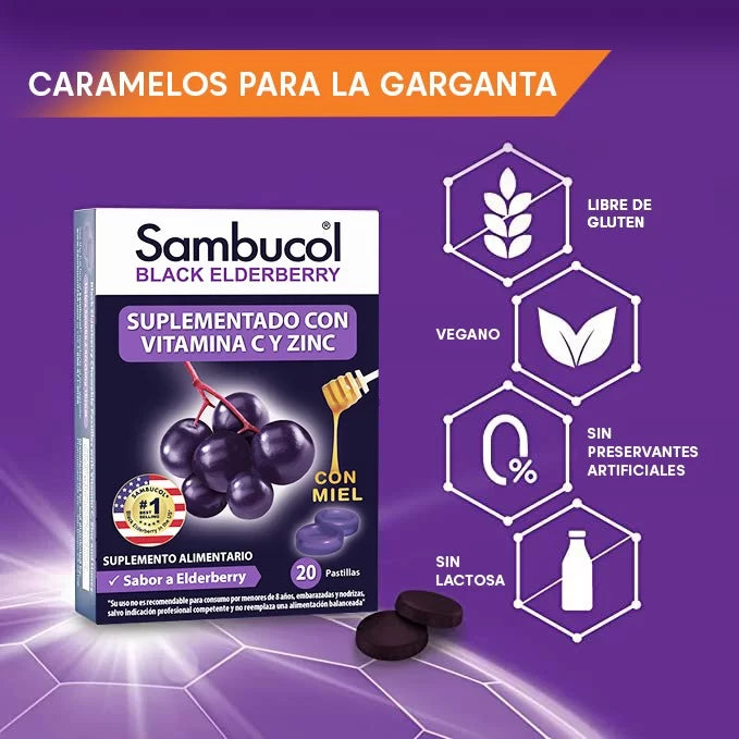 Sambucol Pastillas blandas para la Garganta con Miel x 20