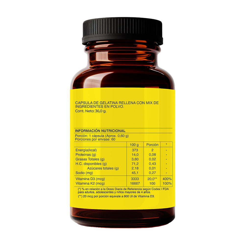 Vital D3 + K2® 60 Cápsulas | Vitamina D3 800 UI + Vitamina K2 MK-7 100 mcg
