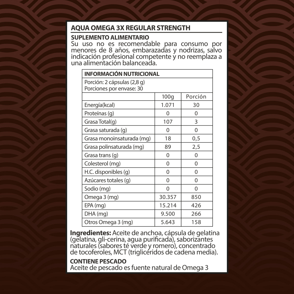 AquaOmega Regular Strength Omega-3 Premium 60 Cápsulas Blandas | EPA + DHA de Alta Pureza