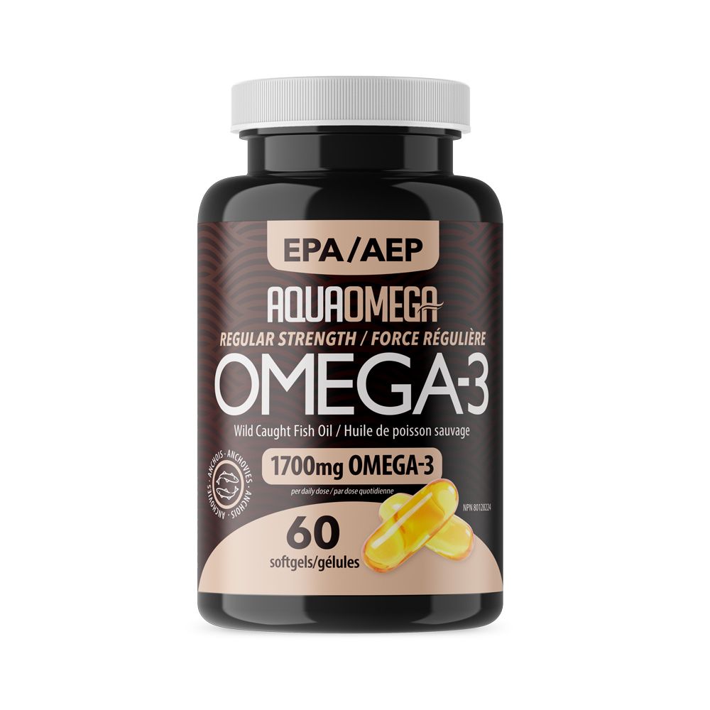 AquaOmega Regular Strength Omega-3 Premium 60 Cápsulas Blandas | EPA + DHA de Alta Pureza