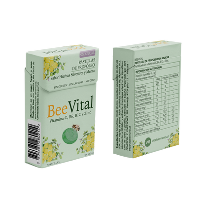 BeeVital® Pastillas de Propóleo Sin Azúcar Sabor Menta | Propóleo, Vitamina C y Zinc