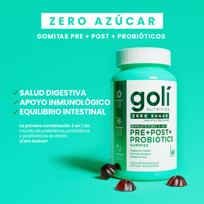 Gomitas Prebióticos + Postbióticos + Probióticos - GOLI (Sin Azúcar)
