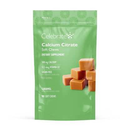 Celebrate® Calcio Masticable con Vitamina D3 Sabor Caramelo | 90 Masticables Suaves
