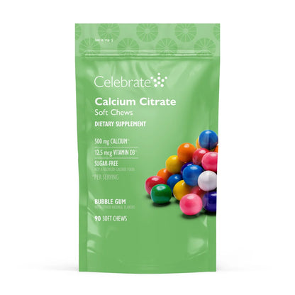 Celebrate® Calcio Masticable con Vitamina D3 Sabor Bubblegum | 90 Masticables Suaves