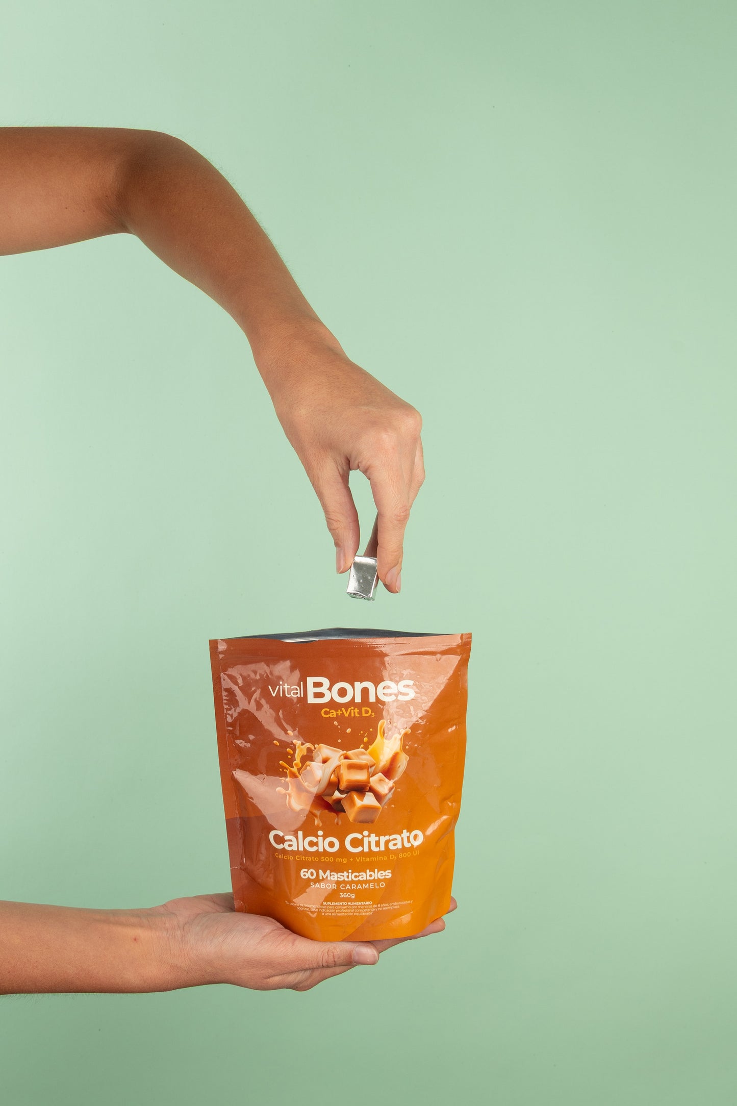 Vital Bones Calcio Citrato + Vitamina D3 | 60 Masticables Sabor Caramelo