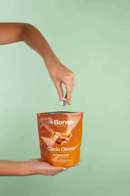 Vital Bones Calcio Citrato + Vitamina D3 | 60 Masticables Sabor Caramelo