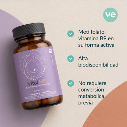 Vital MF -  Metilfolato 500 mcg 60 Cápsulas