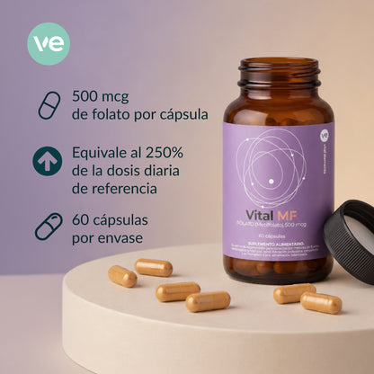 Vital MF -  Metilfolato 500 mcg 60 Cápsulas