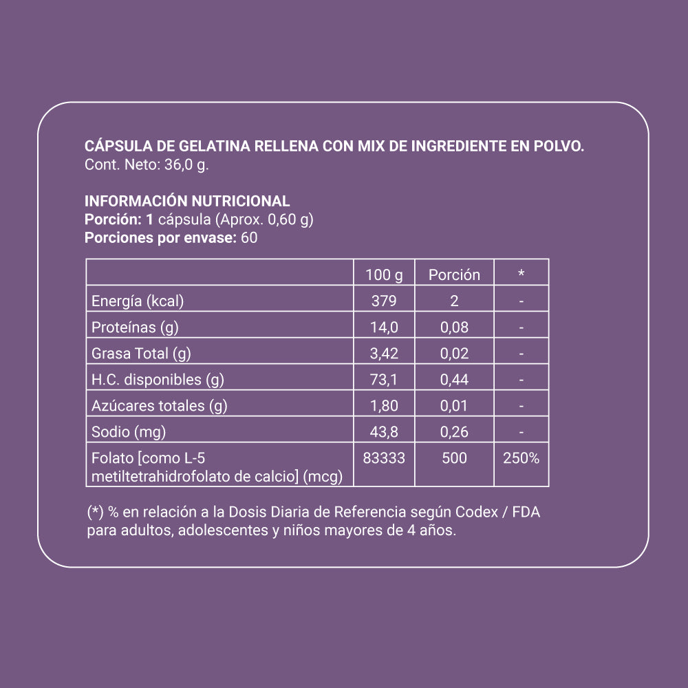 Vital MF -  Metilfolato 500 mcg 60 Cápsulas