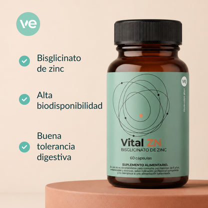 Vital ZN - Bisglicinato de Zinc 20 mg 60 Cápsulas