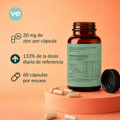 Vital ZN - Bisglicinato de Zinc 20 mg 60 Cápsulas