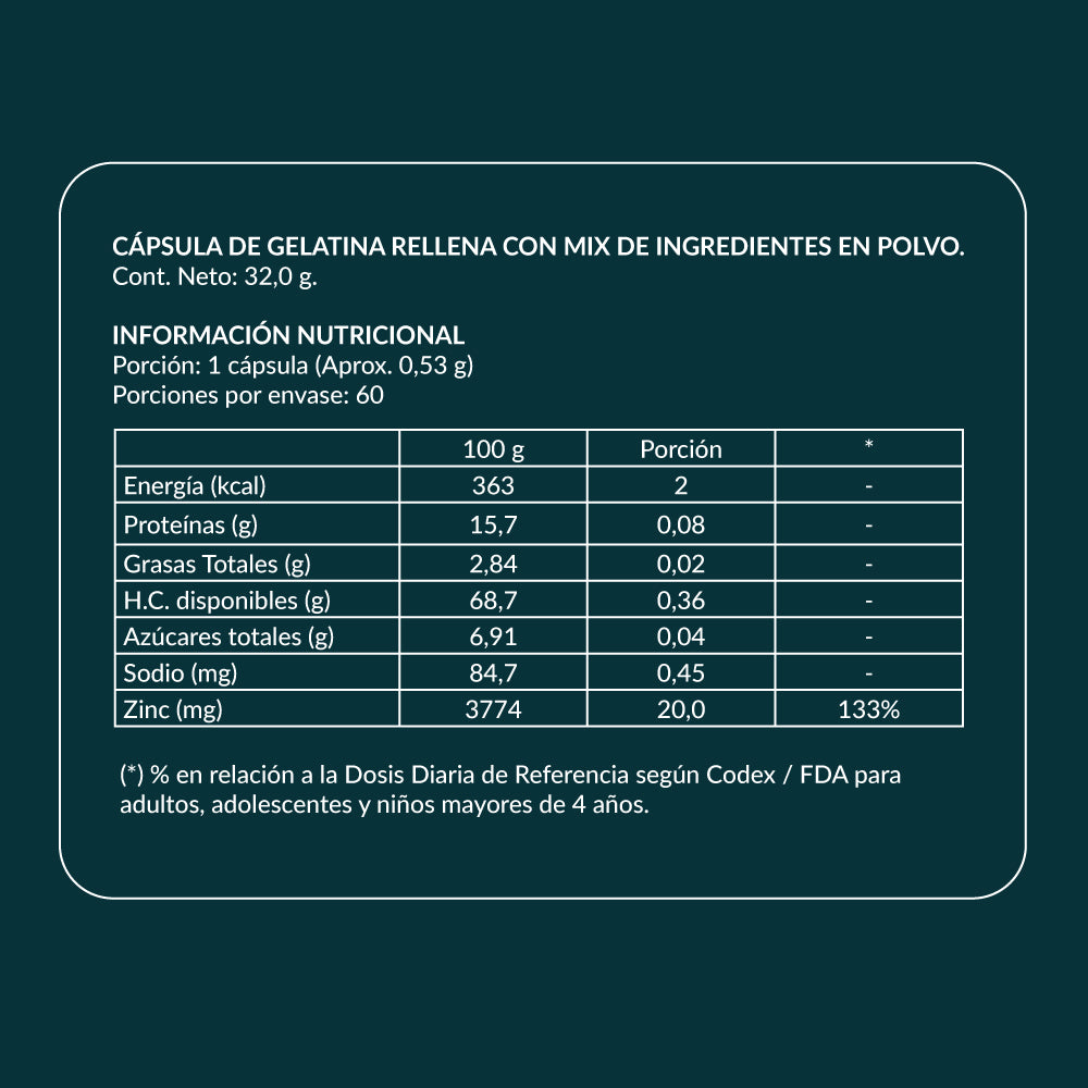 Vital ZN - Bisglicinato de Zinc 20 mg 60 Cápsulas