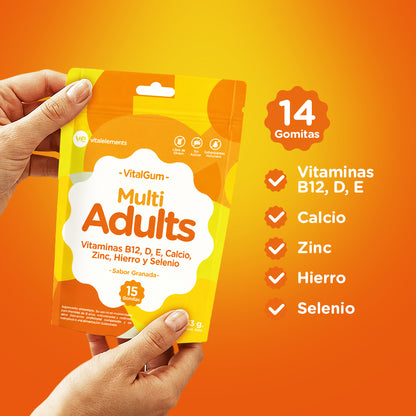VitalGum Multi Adults | 15 Gomitas Multivitamínicas Sabor Granada