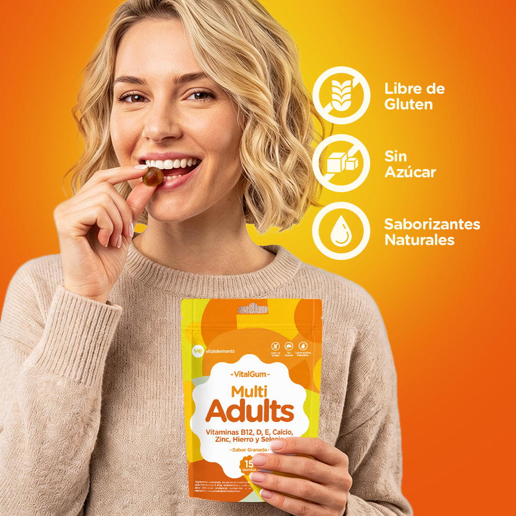 VitalGum Multi Adults | 15 Gomitas Multivitamínicas Sabor Granada