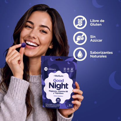 VitalGum Good Night | 14 Gomitas Sabor Arándano