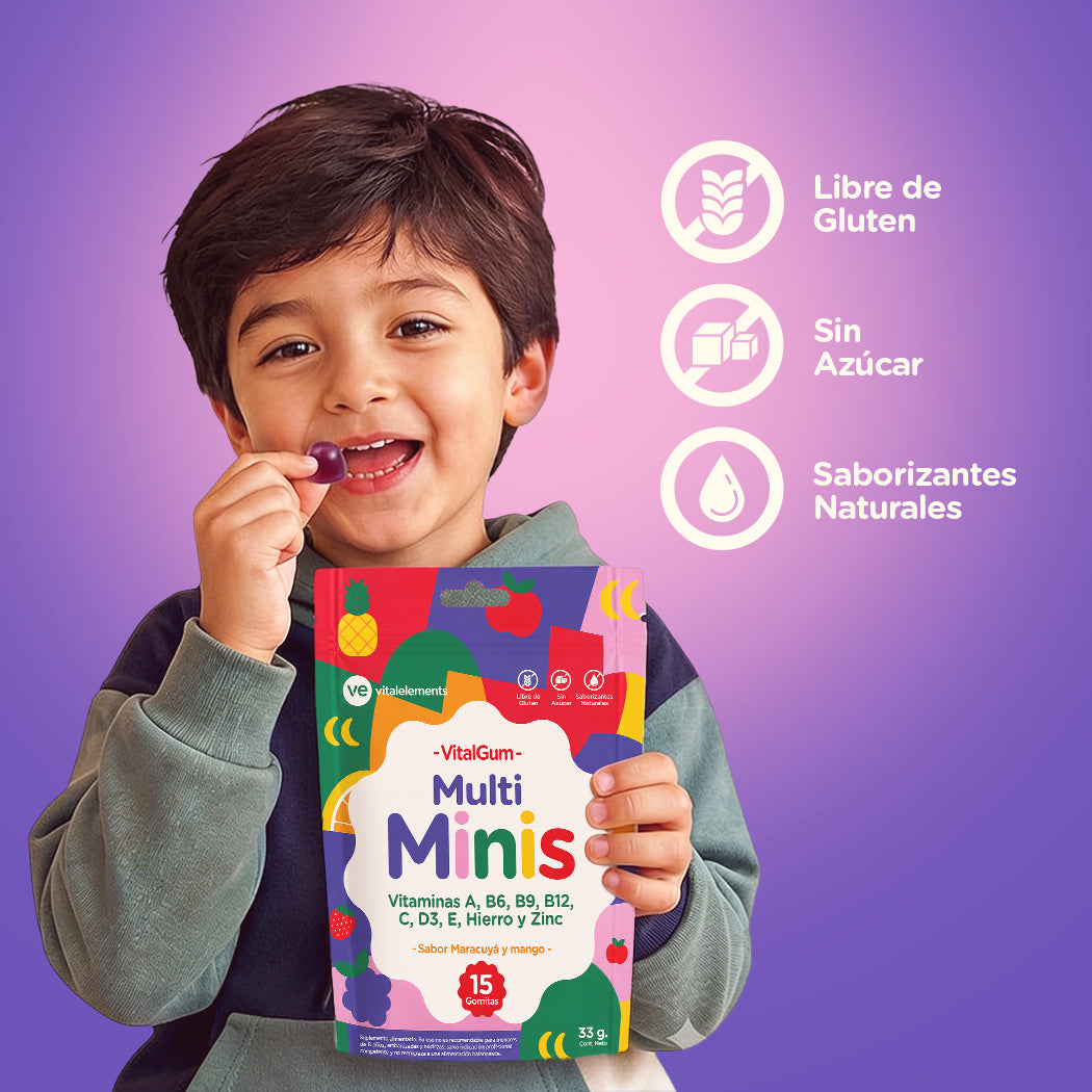 VitalGum Multi Minis | 15 Gomitas Sabor Maracuyá y Mango