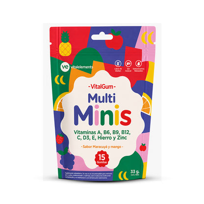 VitalGum Multi Minis | 15 Gomitas Sabor Maracuyá y Mango