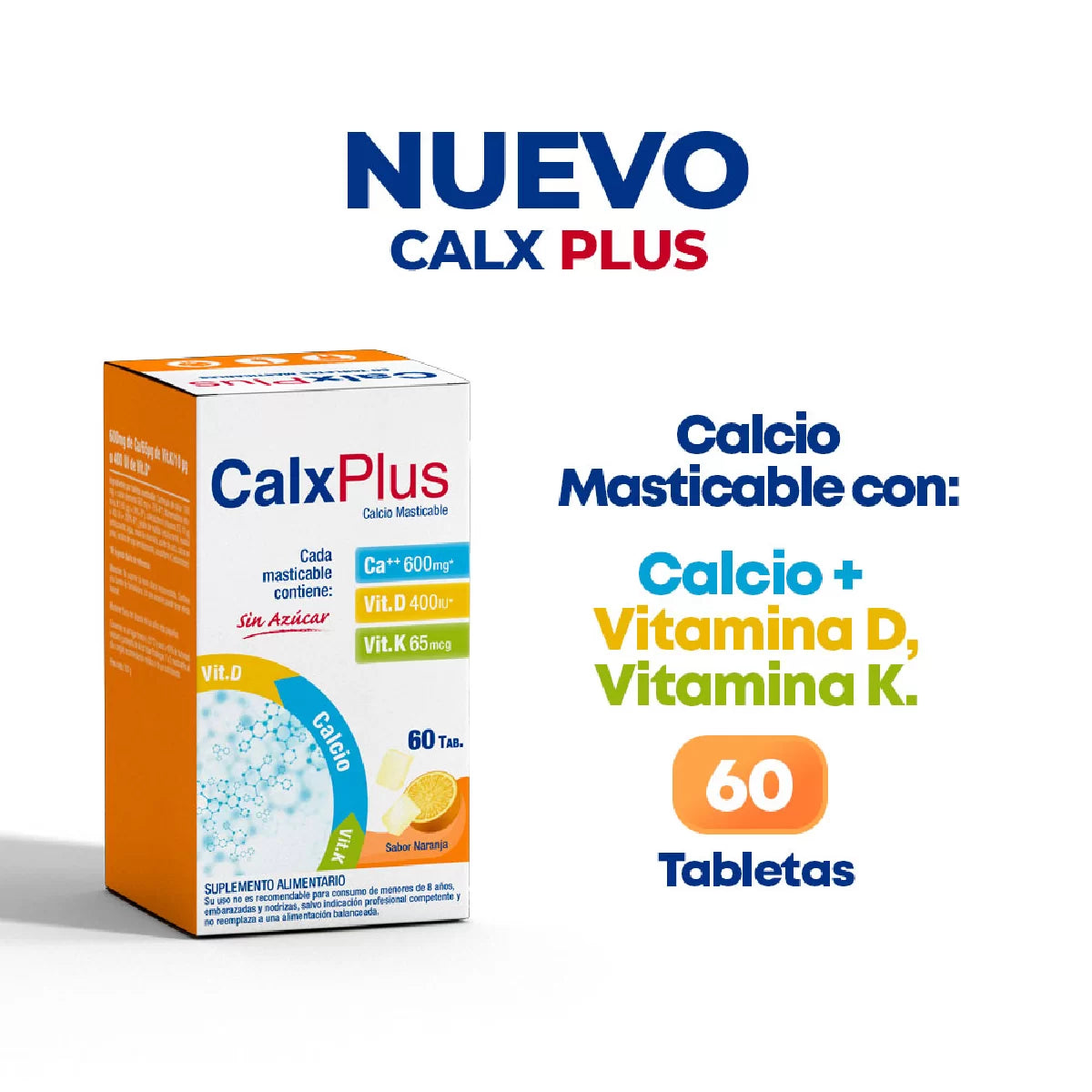 CalxPlus® Naranja – 60 Comprimidos masticables