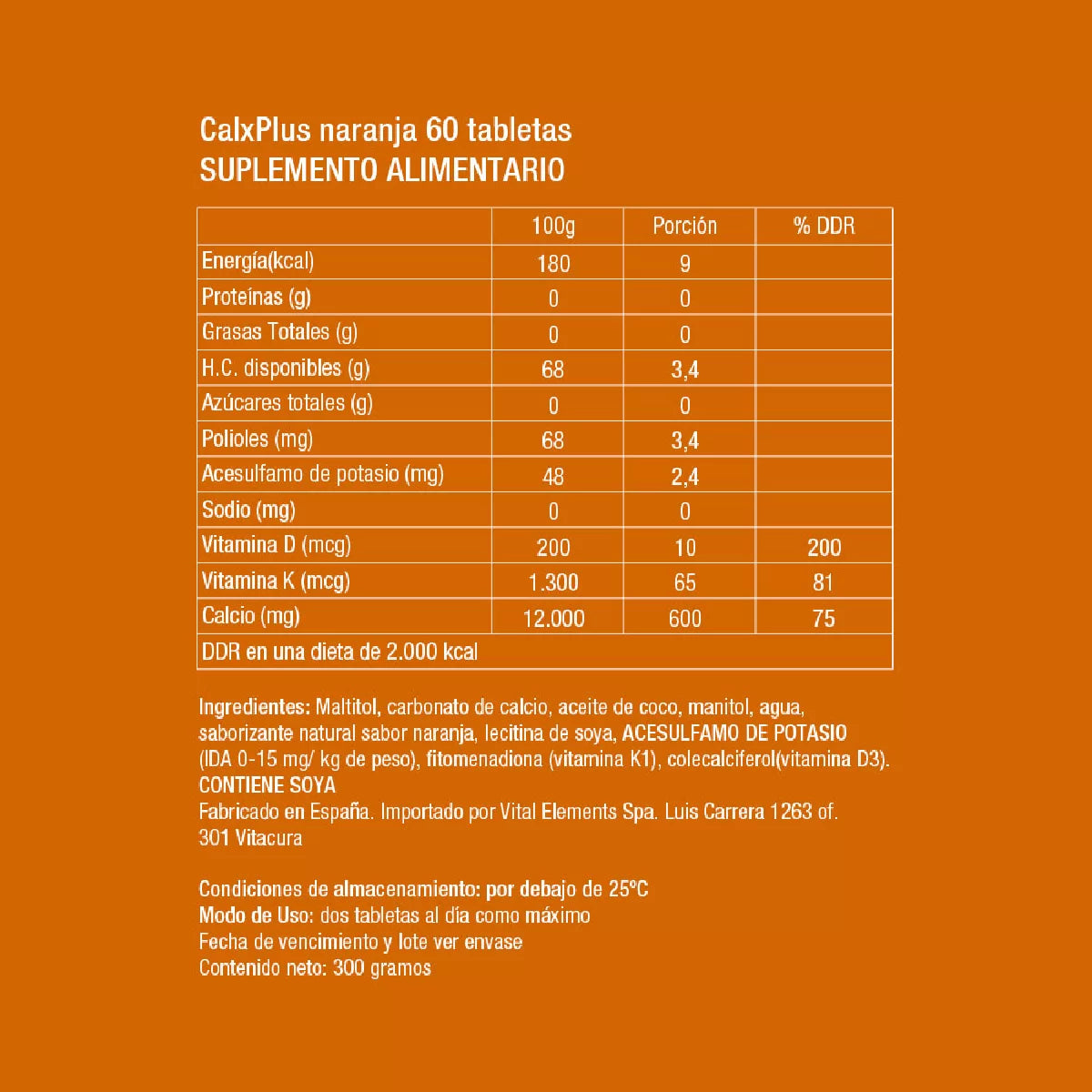CalxPlus® Naranja – 60 Comprimidos masticables