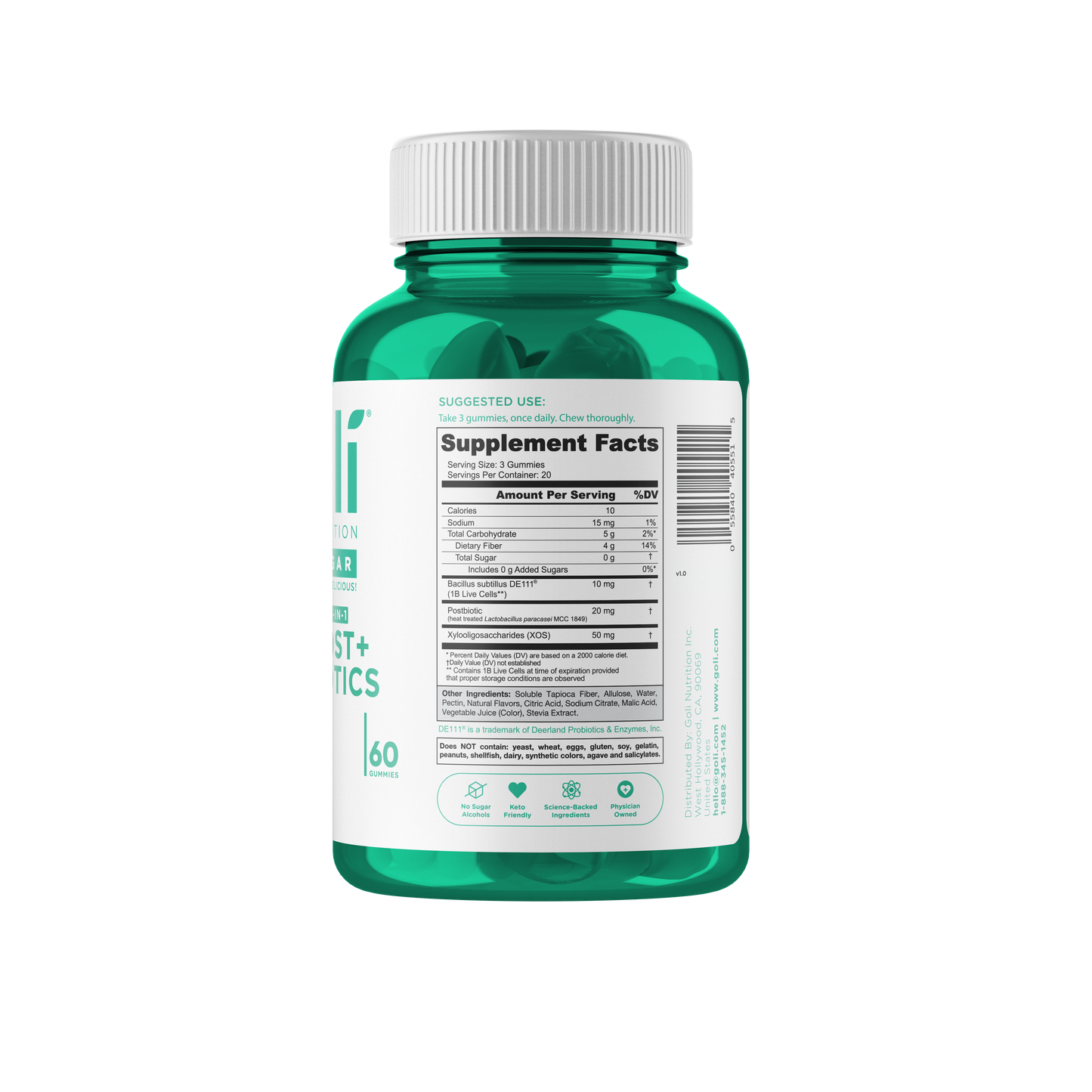 Gomitas Prebióticos + Postbióticos + Probióticos - GOLI (Sin Azúcar)