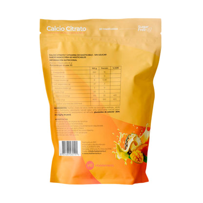 Vital Bones Calcio Citrato + Vitamina D3 | 60 Masticables Sabor Mango Piña